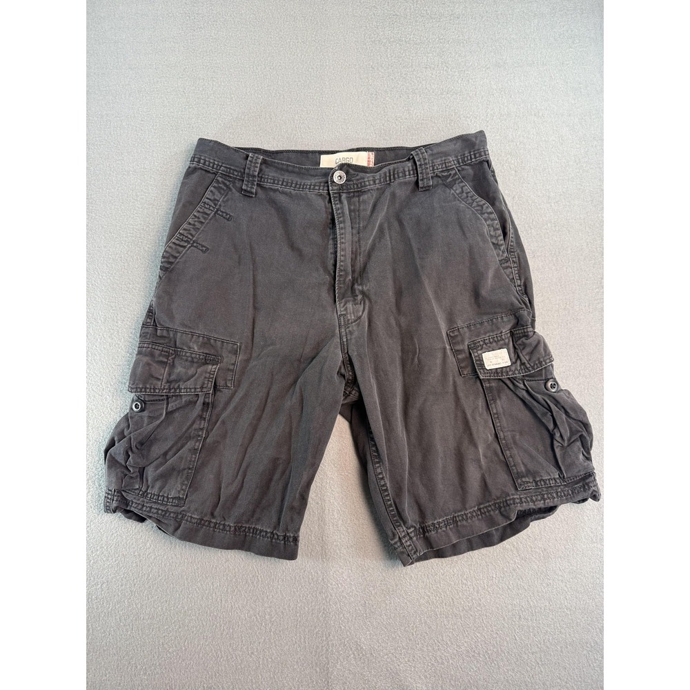 y2k Levi's Strauss Cargo Shorts Mens 36 Gray Canvas Relaxed Fit 11 Inseam Summer